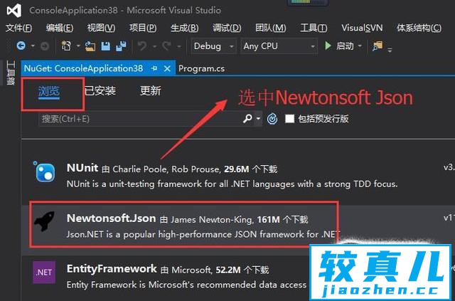 Visual Studio中如何安装使用Newtonsoft Json