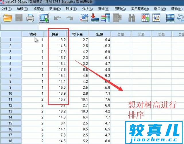 SPSS中如何对数据进行排序