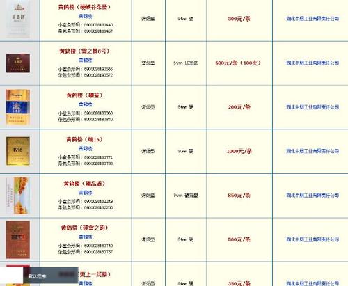 黄鹤楼烟价格表图 黄鹤楼香烟价格表图大全 品种