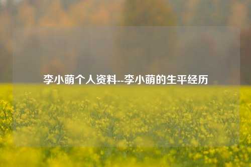 李小萌个人资料--李小萌的生平经历