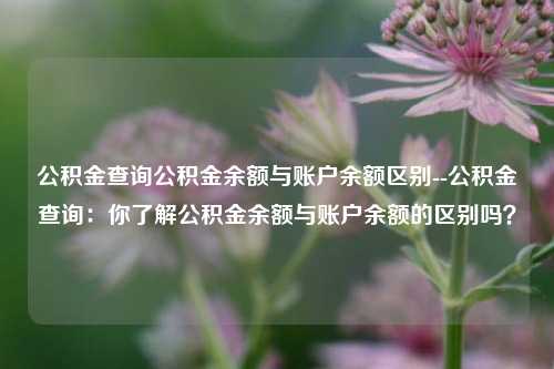 公积金查询公积金余额与账户余额区别--公积金查询：你了解公积金余额与账户余额的区别吗？