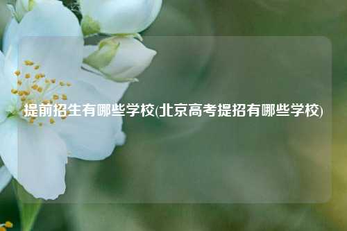 提前招生有哪些学校(北京高考提招有哪些学校)