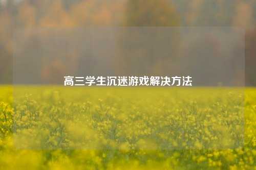 高三学生沉迷游戏解决方法