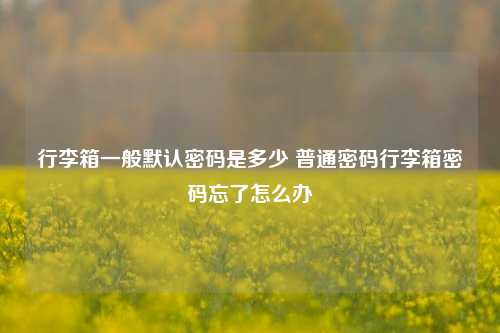 行李箱一般默认密码是多少 普通密码行李箱密码忘了怎么办