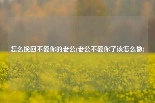 怎么挽回不爱你的老公(老公不爱你了该怎么做)