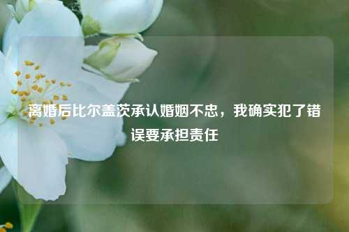 离婚后比尔盖茨承认婚姻不忠，我确实犯了错误要承担责任