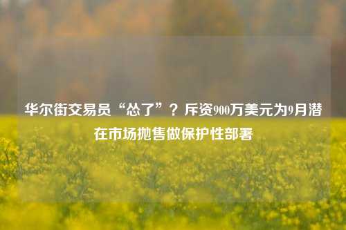 华尔街交易员“怂了”？斥资900万美元为9月潜在市场抛售做保护性部署