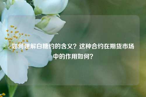 如何理解白糖约的含义？这种合约在期货市场中的作用如何？