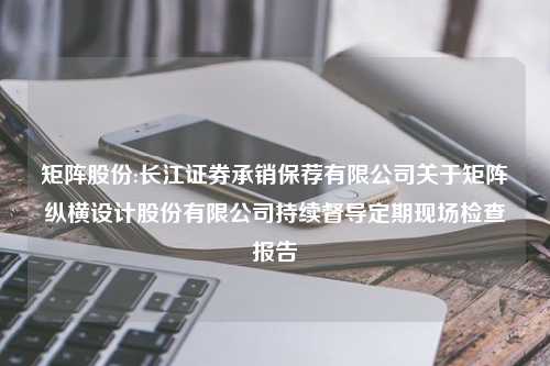 矩阵股份:长江证券承销保荐有限公司关于矩阵纵横设计股份有限公司持续督导定期现场检查报告