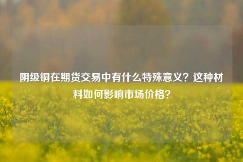 阴级铜在期货交易中有什么特殊意义？这种材料如何影响市场价格？