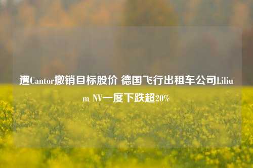 遭Cantor撤销目标股价 德国飞行出租车公司Lilium NV一度下跌超20%