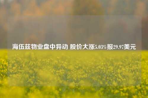 海伍兹物业盘中异动 股价大涨5.03%报29.97美元