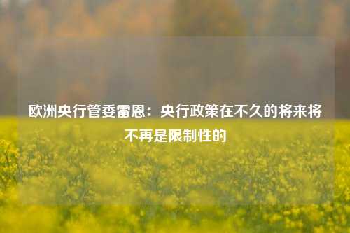 欧洲央行管委雷恩：央行政策在不久的将来将不再是限制性的