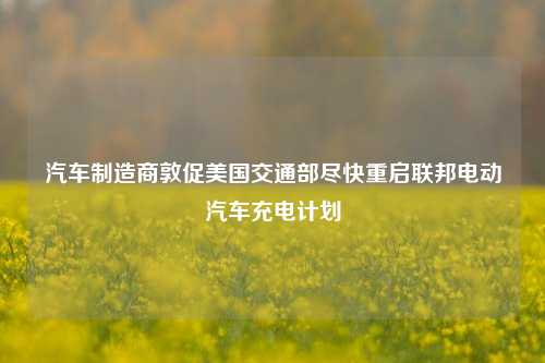 汽车制造商敦促美国交通部尽快重启联邦电动汽车充电计划